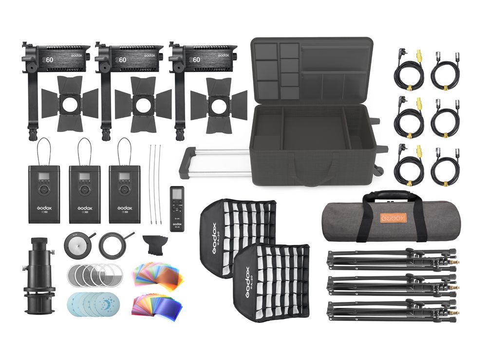 Godox S60-D 3-Light Kit with accessories