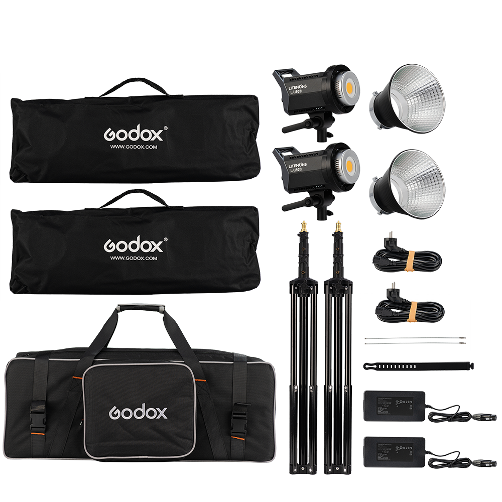 Godox 2-Light Kit Litemons LA200Bi Bi-color LED K2 with accessories